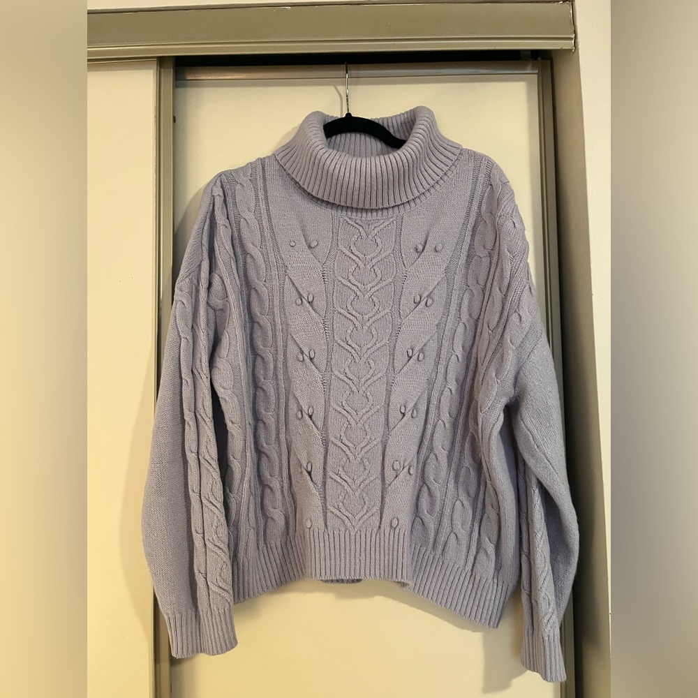 CLEO |,Women's Cable Knit Sweater - Lavender; Size “XXL”